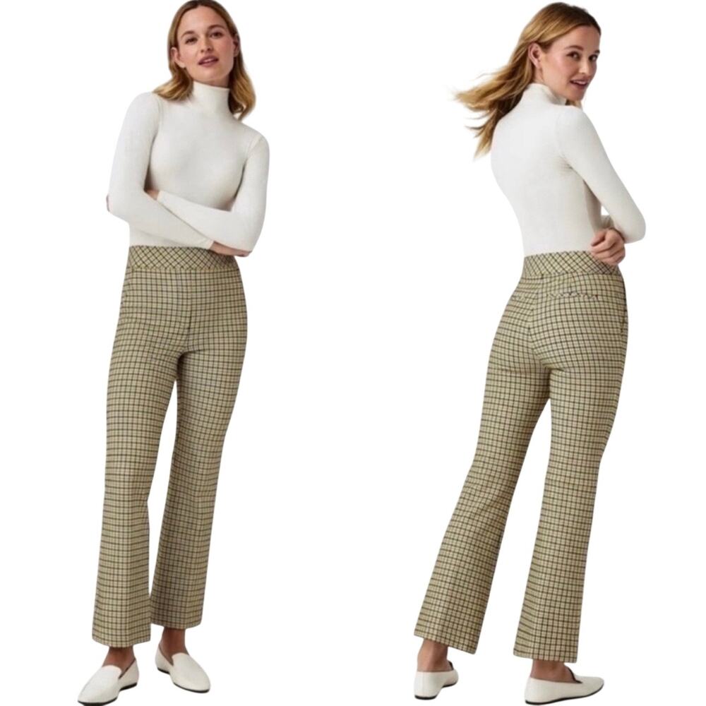 Spanx The Perfect Ankle Pants Kick Flare Size 1X Dijon Houndstooth Ponte Pull On - Picture 2 of 13
